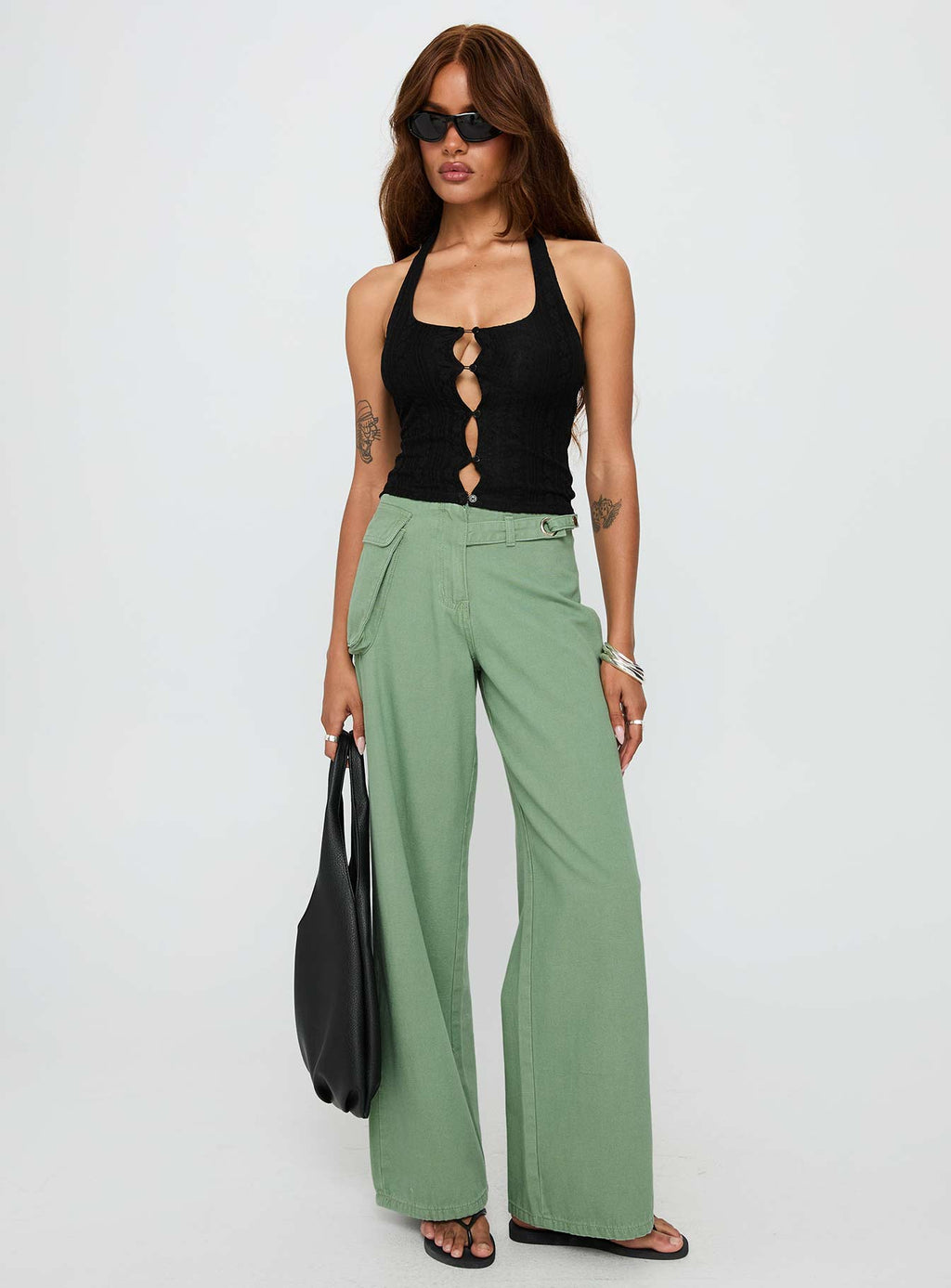 Just Talk Button Up Top Black
