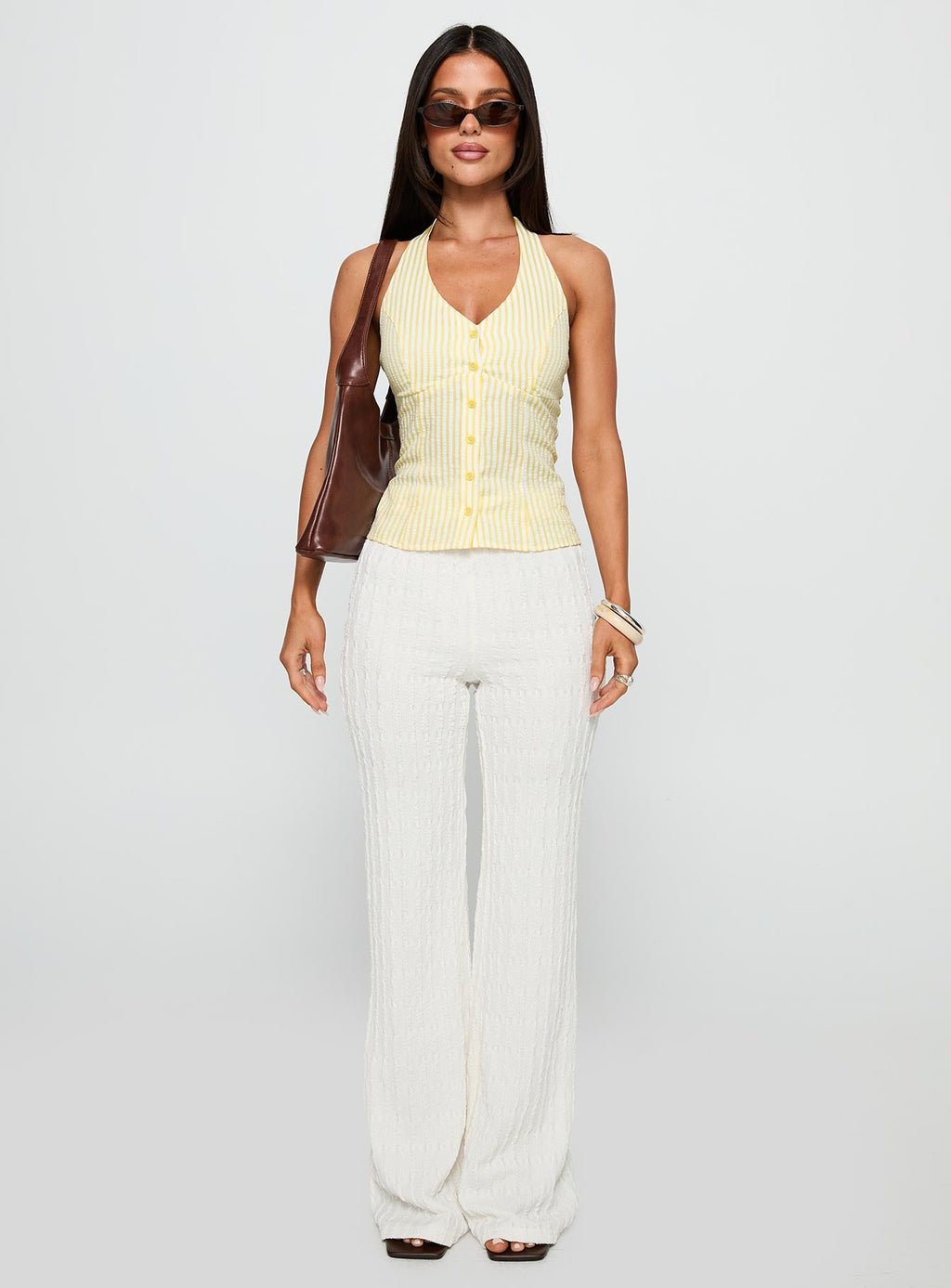 Old Friend Halter Top Yellow Stripe